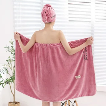 Носимый халат из микрофибры для женщин, Мягкое Банное полотенце для взрослых для домашнего текстиля, полотенца для бани и сауны, ванная комната