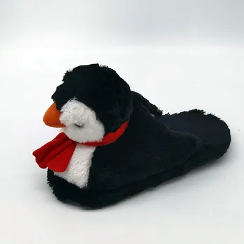 Обувь с толстой мягкой подошвой в виде Пингвина, Теплые Зимние домашние тапочки для влюбленных, Плюшевые домашние тапочки с деревянным полом, Специальная Бесплатная доставка на заказ