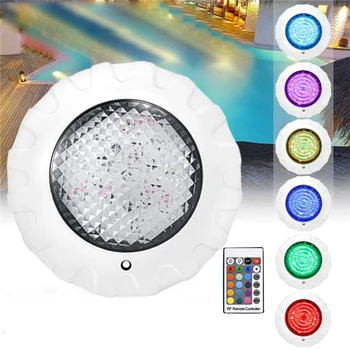 Освещение бассейна 12 В Подводные фонари IP68 Семицветный RGB С пультом дистанционного управления 38 Вт Многоцветный настенный светильник на открытом воздухе