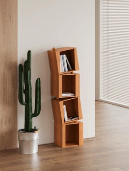 полка для книжного шкафа с короткой стороны, комбинация стен из массива дерева в углу шкафа для хранения