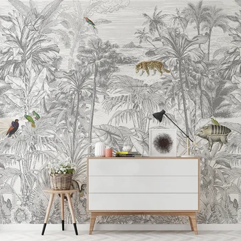 Пользовательские 3D обои, настенная роспись в стиле ретро, тропический лес, растения Юго-Восточной Азии, диван для гостиной, ручная роспись, фоновая стена