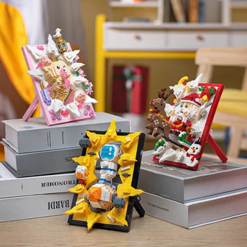 Рамки для фотографий, трехмерные астронавты Купидона, Санта-Клаус, Строительные блоки, игрушка-головоломка, Собранная игрушка для детей, Рождественская серия