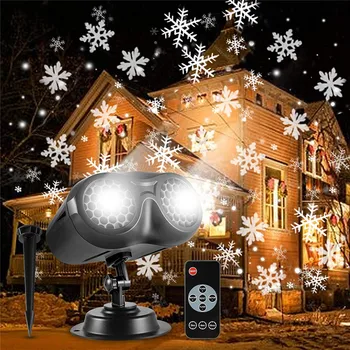 Рождественский лазерный проектор в виде снежинки, Уличная метель, Снегопад, садовый ландшафтный светильник для Xams, освещение сцены для праздничной вечеринки