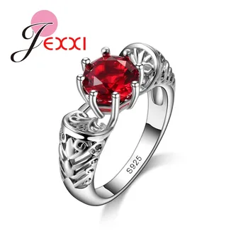 Роскошное Модное Винтажное Самое популярное кольцо из стерлингового серебра 925 пробы с красным кубическим цирконием AAA Для женщин, Свадебные украшения оптом