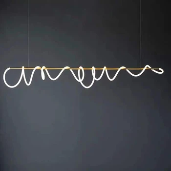 Светодиодный скандинавский золотисто-белый минималистичный дизайнерский светодиодный светильник LED Light.Подвесные светильники.Подвесной светильник. Подвесной светильник для столовой