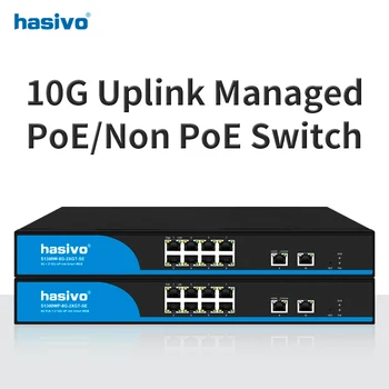 Сетевой коммутатор Hasivo с Гигабитным управлением PoE или без PoE Ethernet 8 Гигабитных RJ45 Плюс сетевой коммутатор восходящей линии RJ45 10 Гбит/с