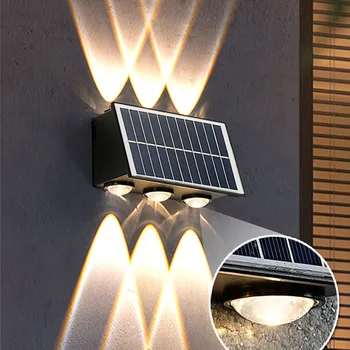 Современный Солнечный Настенный светильник LED Outdoor IP65 Водонепроницаемый Вверх и вниз Настенные светильники Внутренний двор Улица Сад Настенный светильник Бра Украшения