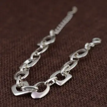 Твердый браслет из стерлингового серебра 925 пробы 13 мм, уникальная ссылка, браслет для женщин 6,88 дюйма + 1,96 дюйма