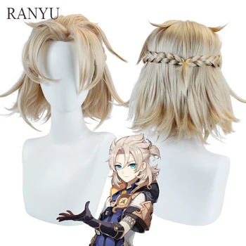 Ударопрочный Альбедный парик RANYU Genshin, аниме, Короткие синтетические прямые Волнистые волосы, Термостойкий парик для вечеринки