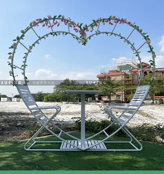 Уличная мебель кассетная комбинация в форме сердца садовый дворик водонепроницаемая и солнцезащитная мебель для столов и стульев