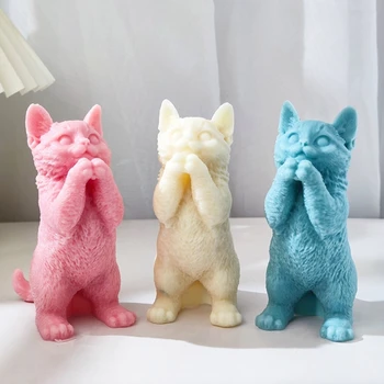 Форма для кошки в виде животного, 3D Абстрактная смола, Эпоксидные формы для литья, Украшение для домашнего декора с ароматом