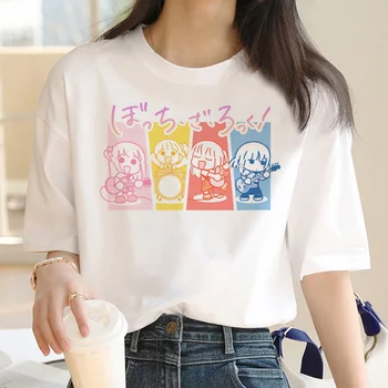 Футболка Bocchi the Rock, женские футболки с аниме, женская забавная одежда в стиле манга харадзюку