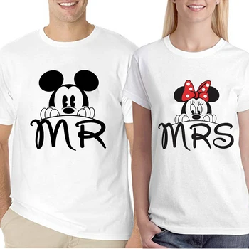 Футболка Disney Mouse с Микки и Минни для пары, Футболка для мужа, Жены, Влюбленных, Мистер, Миссис, Подарок на День Святого Валентина, Забавные футболки с графическим Рисунком