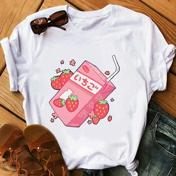 футболка, милые готические топы, винтажная футболка с клубничным молоком, женская летняя одежда, футболка в стиле гранж, эстетическая уличная одежда, дропшиппинг