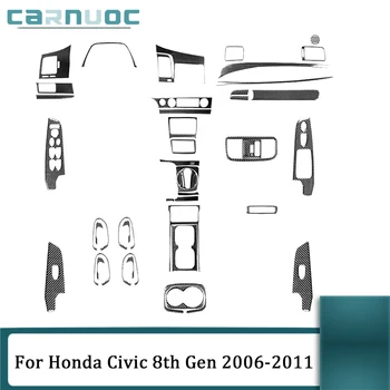 Черные наклейки из углеродного волокна для Honda Civic 8th Gen 2006 2007 2008 2009 2010 2011 Декоративные аксессуары для интерьера автомобиля