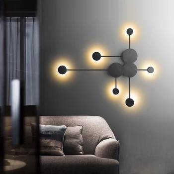 Черный/золотой/белый светодиодный настенный светильник для гостиной, прикроватной тумбочки в спальне, Дизайнерское украшение в скандинавском стиле, настенные светильники в коридоре отеля