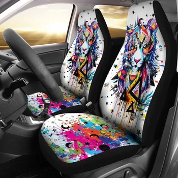 Чехлы для автомобильных сидений с акварельной росписью Тигра, упаковка из 2 Универсальных защитных чехлов для передних сидений