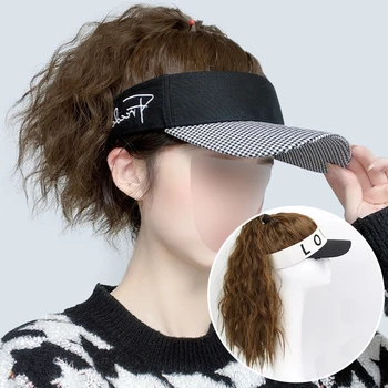 Шляпа с прикрепленным париком, Волнистая Синтетическая Пушистая бейсболка с длинными волосами Для женщин, удлинитель для конского Хвоста, Регулируемая Шляпа