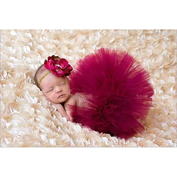 Юбка-пачка для новорожденных с повязкой на голову в цветочек, потрясающий реквизит для фотосессии, юбка-пачка для девочек, 4 цвета
